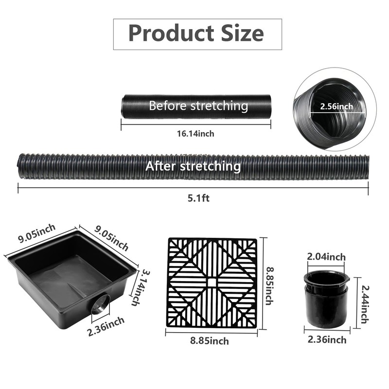 Fabater Gutter Downpipe Extensions, No Dig Low Profile Catch Basin