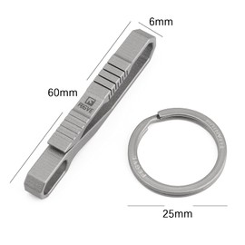 TISUR Belt Hook, Titanium Belt Clip, Carabiner, Stylish, Titanium Key Ring Included, Car, Bicycle, Home, Keys, Present, Gift (Titanium Clip)