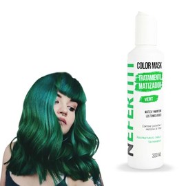 Tratamiento Matizador Verde Nefertiti Vert Con Keratina para el Cabello y Proteína de Trigo Sin Parabenos, Reestructura Nutre, Matiza y Mantiene los T