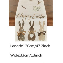 Beetoo Easter Buffalo Plaid, Rabbit Bunny Happy Easter Table Runner, Easter Rabbit Table Runner for Bathroom, Hotel, Gym, Kitchen and Indoor Outdoor Home Party Decor