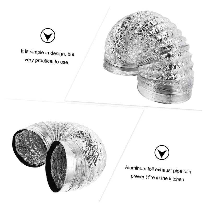 TEHAUX 1Pc Aluminum Foil Telescopic Duct Practical Vent Hose for