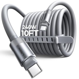 LISEN Cable USB C de 10 pies de carga rápida, cable USB C a USB C de 240W de carga rápida con silicona suave USBC a USBC cable paralelo para iPhone 17