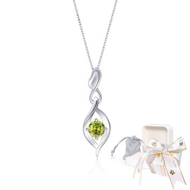 Naniwaai Women's Birthstone Necklace, Popular, 925 Silver, Hypoallergenic, Infinity Heart, Platinum Plated, Birthday, Mother's Day, Anniversary, Gift Box Included, Silver, Platinum