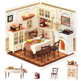 Rolife Super Creator DIY Miniature House Kit Model Kits for Adults to Build Home Desk Bookshelf Decoration Craft Kits for Adults Gift Idea For Girls Boys Kids (Warm Dining Room)