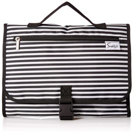 Simplily Co. Hanging Stackable Travel Toiletry Make-up Undergarments Tiddy Organizer Roll-up Bag (B&W Stripes)