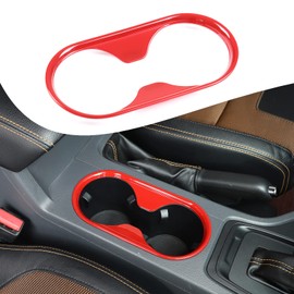 Cup Holder Cover Trim,Carbon Fiber Style Water Cup Holder Frame Trim Car Interior Accessories Replacement Fit for Ford Ranger 2015-2021, Automobile Cup Holder Panel(Sports red)
