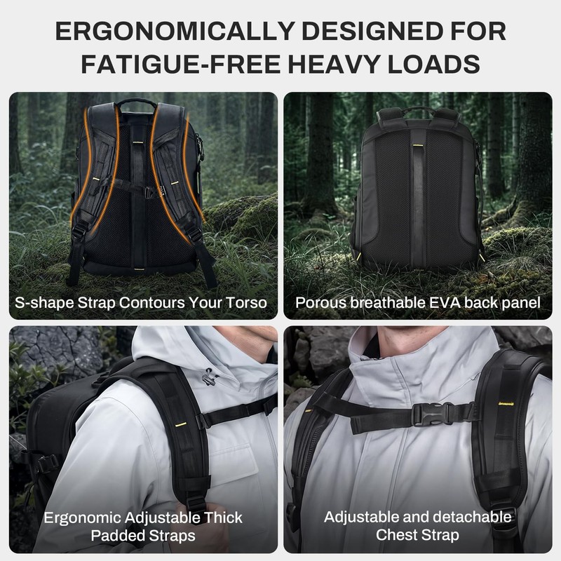 RaLeno Camera Backpack Bag, 22L+5L (Expandable Compartment) Waterproof Camera Case