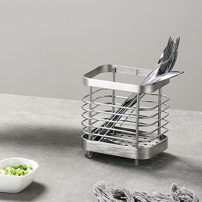 ANHORTS Utensil Holder, Stainless Steel Sink Utensil Holder Countertop, Kitchen