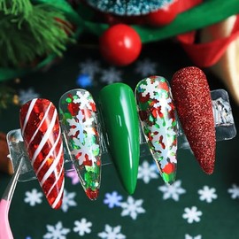 Christmas Snowflake Nail Art Decoration Winter Nail Sequins Flakes Decals (Color A)
