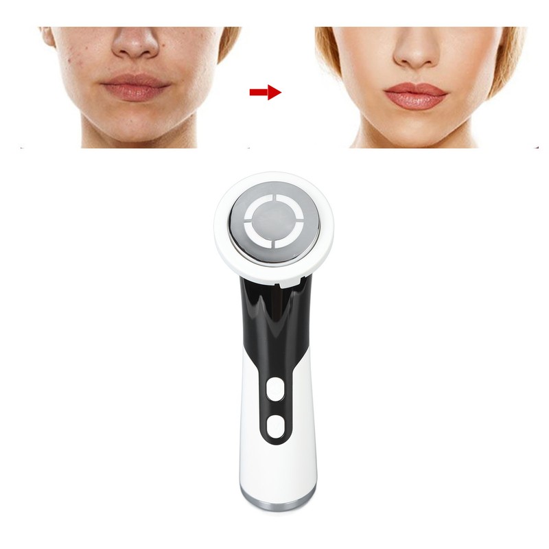 USB Muti Function Facial Massager Red Blue Led Heating Vibration