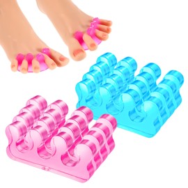 ElevateTech 8Pcs Toe Separators for Pedicure Pedicure Toe Spacers & Spreaders Soft Finger Separators Polishing Manicure Coating Gel Painting Nail Accessories Men and Women (Blue Pink)