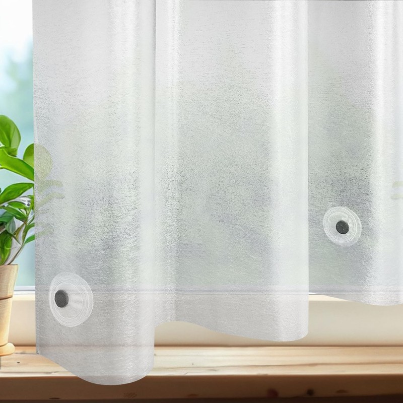 UFRIDAY Frosted Window Curtain with Hooks, Narrow Short Plastic Privacy