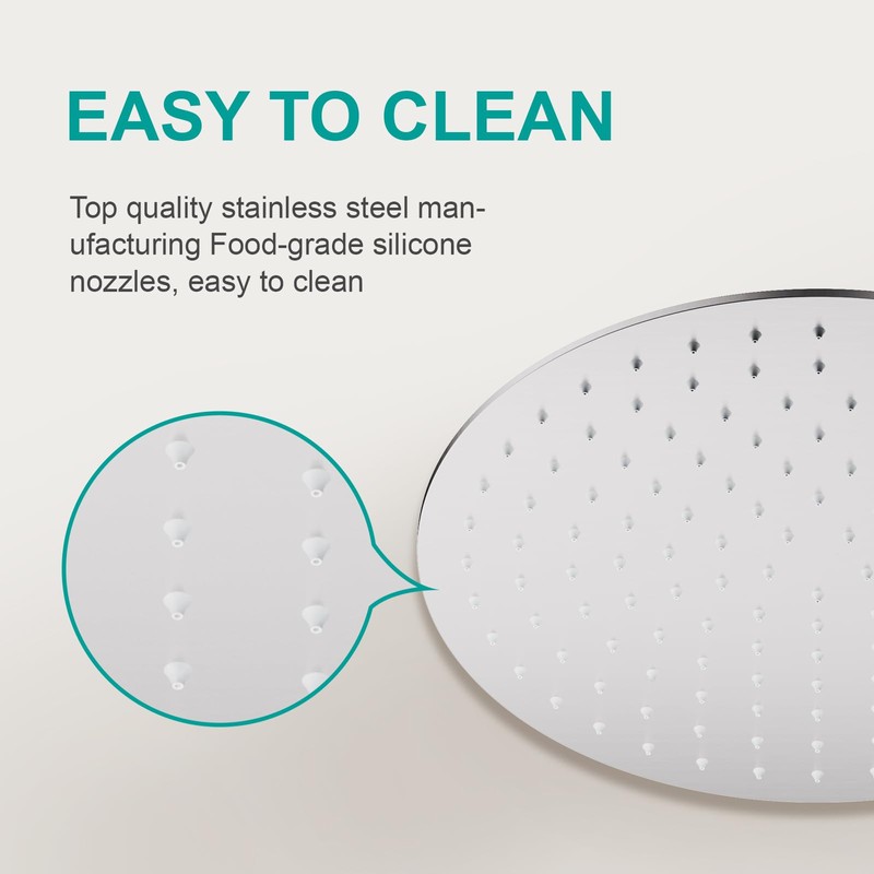 AULEEND 12 Inch Round Shower head, High Flow Stainless Steel