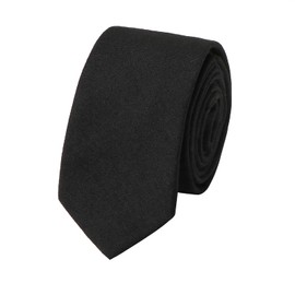 HOULIFE Slim Men's Ties - Solid Men's Tie, Ties for Men Made of Cotton, Skinny Ties for Wedding Party, Party, black