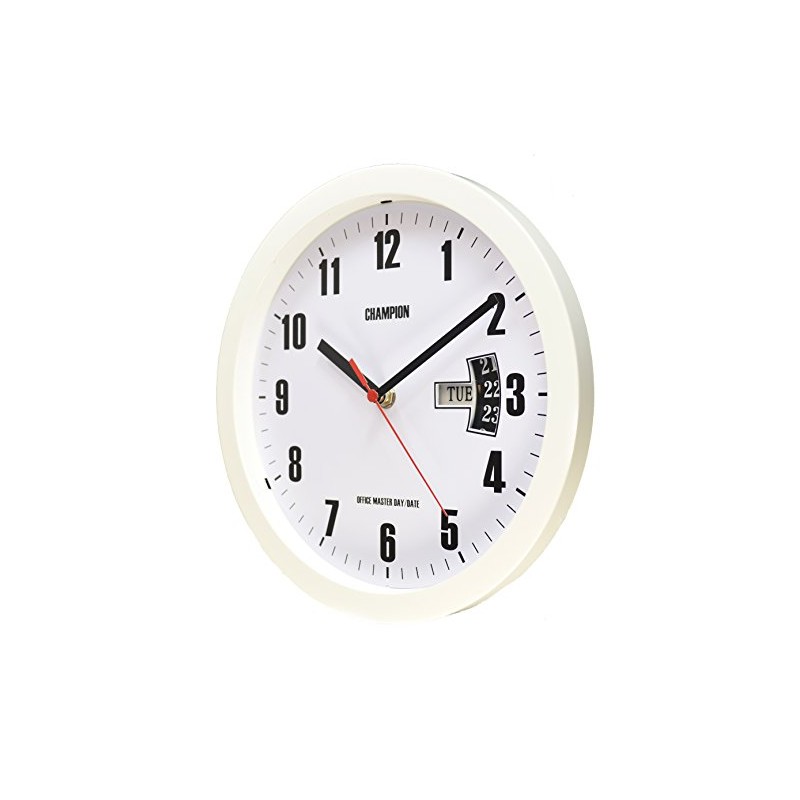 Bold 10 inch 250mm Day Date Quartz Wall Clock (White)