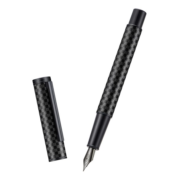 Hongdian Black Carbon Fibre Fountain Pen Extra Fine Point Modern