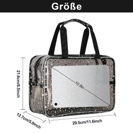 Likesing Kosmetiktasche Kulturtasche, wasserdichte PVC Make Up Tasche Organizer, Tragbare Transparente Schminktasche mit Griff und Reißverschluss für Reisen, Sternmuster Schwarz