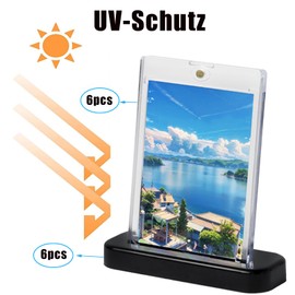 Nsiwem Pack of 6 35pt Magnetic Card Sleeves with 6 Card Stands, Ultra UV Protection Transparent Card Frame Card Sleeves Protective Cases for Standard Cards such as Football Cards and Playing Cards