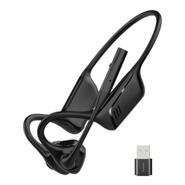 2B2C Open Ear Headphones with Mic, Bluetooth 5.1 Headset, USB A&C Dongle, Lightweight Design, ENC Noise Canceling, Mute Button, AptX-LL Wireless Headset for Online Teaching/Meeting/Call Center/Gaming
