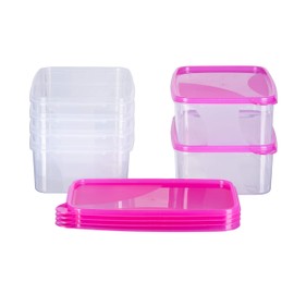 MiraHome Food Storage Containers Freezer Containers 2 L Rectangular 23 x 15 x 7.5 cm Set of 6 Pink Austrian Quality