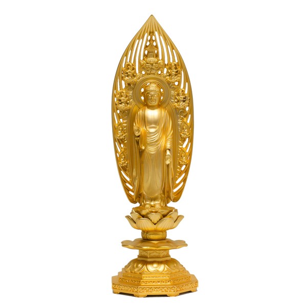 Buddha Amitabha Nyorai Boat Shape 8.3 inches (21 cm) (Gold Plated/24K Gold) Buddha Statue: Shuun Makita Sculptor_"Jodo Sect of Buddhism" Takaoka Copperware (Amidanyorai Boat/L)