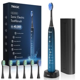Elektrische Zahnbürste, Schallzahnbürste, Zahnbürste Elektrisch Mit 6 Modi 3 Intensitäten, 40000VPM, IPX7, Zahnbürste Mit 90 Tagen Akkulaufzeit Und Timer, Blau