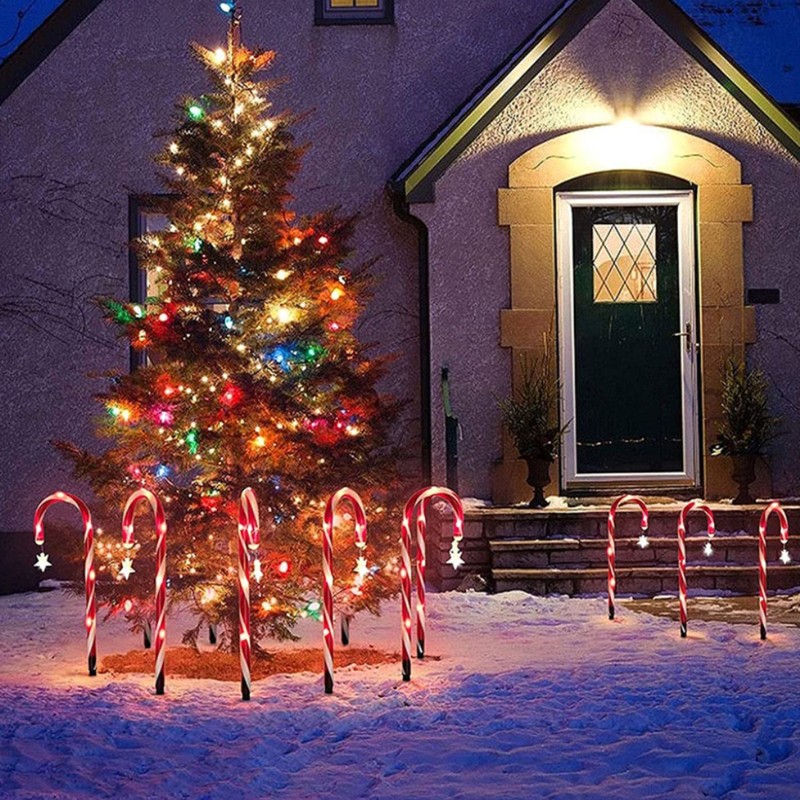 Outdoor Solar Garden Lamp Waterproof Solar Christmas Cane Stake Light