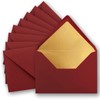25 x metallic gold lined envelopes DIN C5, dark red,