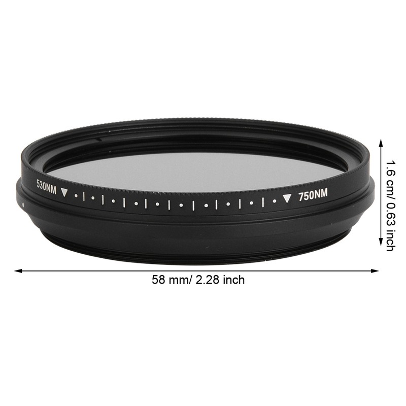 FOTGA 58mm Adjustable Optical Infrared Lens Filter 530-750nm for DSLR