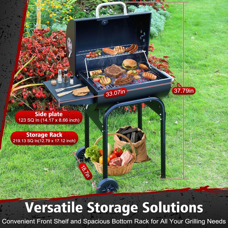 SUNLIFER Barrel Barbecue Charcoal Grill: Premium Spacious Outdoor BBQ Grill