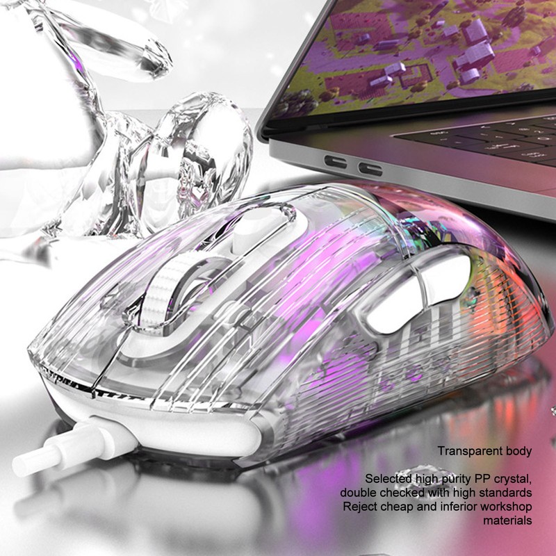 Gaming Mouse Transparent Wired Mechanical Mouse 6 DPI Adjustable RGB