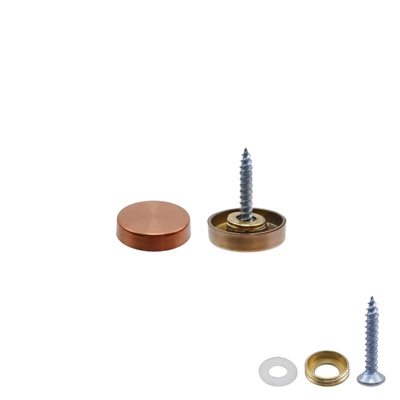 Decorative Mirror Screws, Red Copper Tone, 0.75"/19mm Cap Dia-12pcs