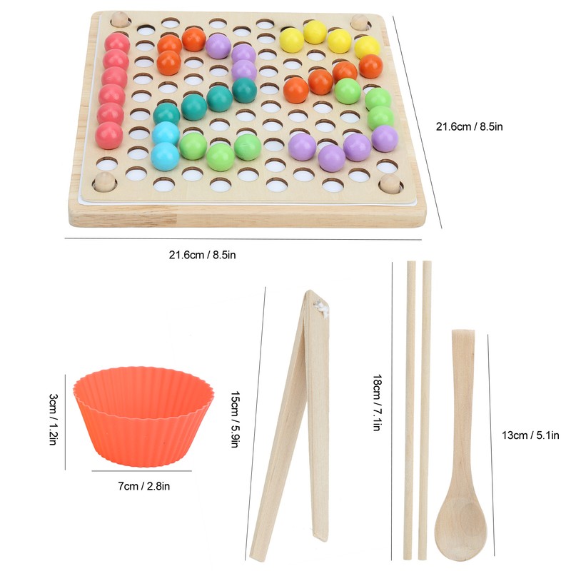 Children Wooden Clip Beads Puzzle Board Hands Brain Training Bead