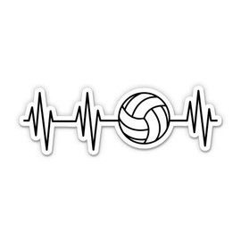 Squiddy Volleyball Heartbeat Love Pulse - Vinyl Sticker Decal for Phone, Laptop, Water Bottle (3" Wide)