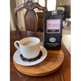 White Chocolate Strawberry Decaf Coffee by Coffee Beanery | 12oz Flavored Decaf Coffee Beans Medium Roast Coffee | 100% Specialty Arabica Coffee Whole Bean | Gourmet Coffee Whole Beans