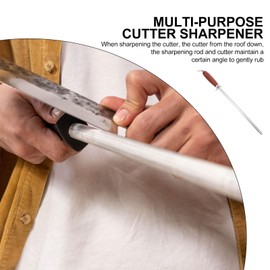 Miibiscolit 12 inch Carbon Steel Honing Rod with Wood Handle, Kitchen Sharpener for Cutting Tools