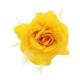 Topkids Accessories Rose Flower Hair Clip Hairband Brooch Safety Pin Hairpin Floral Corsage Fascinator Hair Band Aligator Beak Grip for Women & Girls Wedding Prom Party Special Occasion (Yellow)