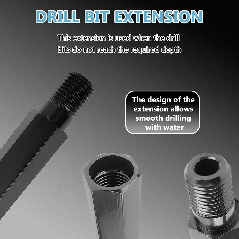 200 mm drill bit extension with 1 1/4 inch UNC
