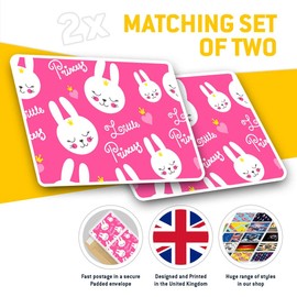 Rectangle Stickers (Set of 2) 10cm - Little Princess Pink Rabbits Kids Fun Decals for Laptops,Tablets,Luggage,Scrap Booking,Fridges, 14734