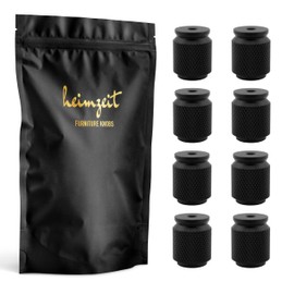 heimzeit Cabinet Knobs for Doors, Drawers and Dressers Made of High Quality Aluminium [Pack of 8, Fluted] Colour: Black, Stylish Design, Furniture Knobs with Single Hole Handle and Screws