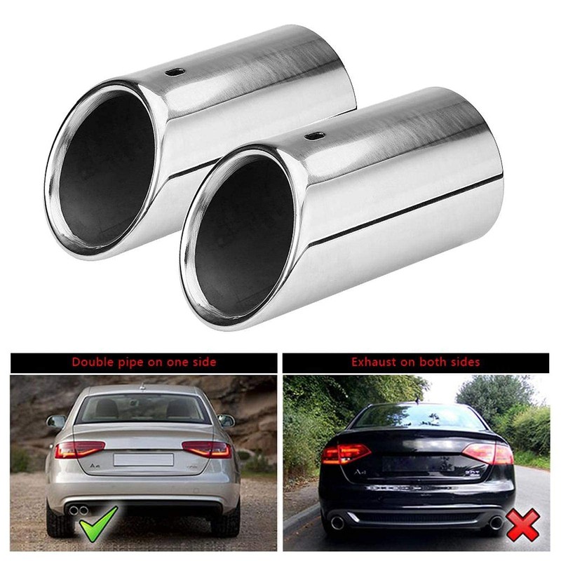 Ymiko 2pcs Car Exhaust Silencer Tip Pipe for A4 B8