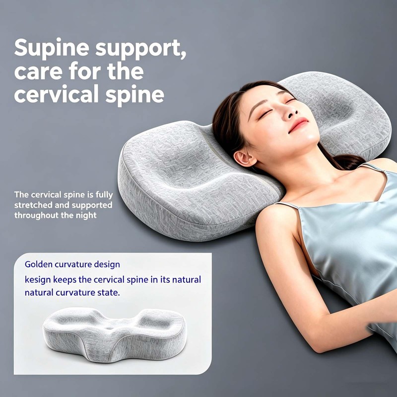 Memory Foam Cervical Pillow, Contour Design Relieves Neck Pain &