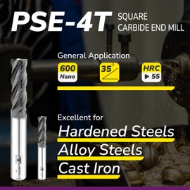 SPEED TIGER Micrograin Carbide Square End Mill - 4 Flute - 12mm 75L (1 Piece, 12mm) - for Milling Alloy Steels, Hardened Steel, Metal & More – Mill Bits Sets for DIYers & Professionals