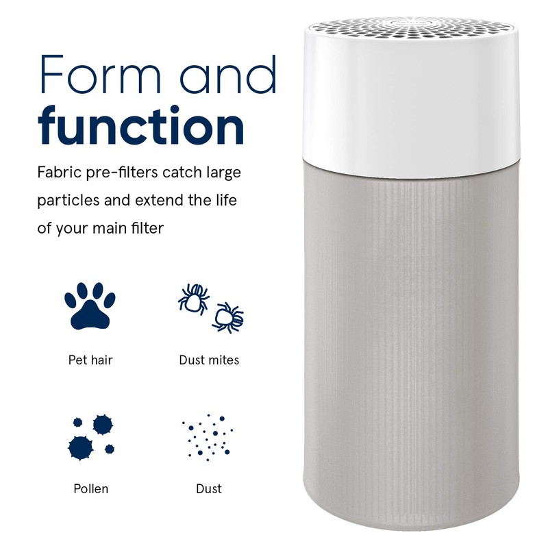 BLUEAIR ブルーピュア 411 ライトグレー プレフィルター、洗えるファブリックが花粉、ペットの毛とほこり、ルナロック、ピュアミニ(1パック)