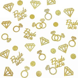 Diamond Ring Confetti, 300PCS Glitter Gold Confetti Bride Confetti Party Table Confetti Wedding Table Decoration for Wedding, Bridal Shower, Party