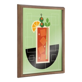 Kate and Laurel Blake Bloody Mary Framed Printed Glass Wall Art by Amber Leaders Designs, 16x20 Gold, Modern Colorful Drink Art for Wall Decor