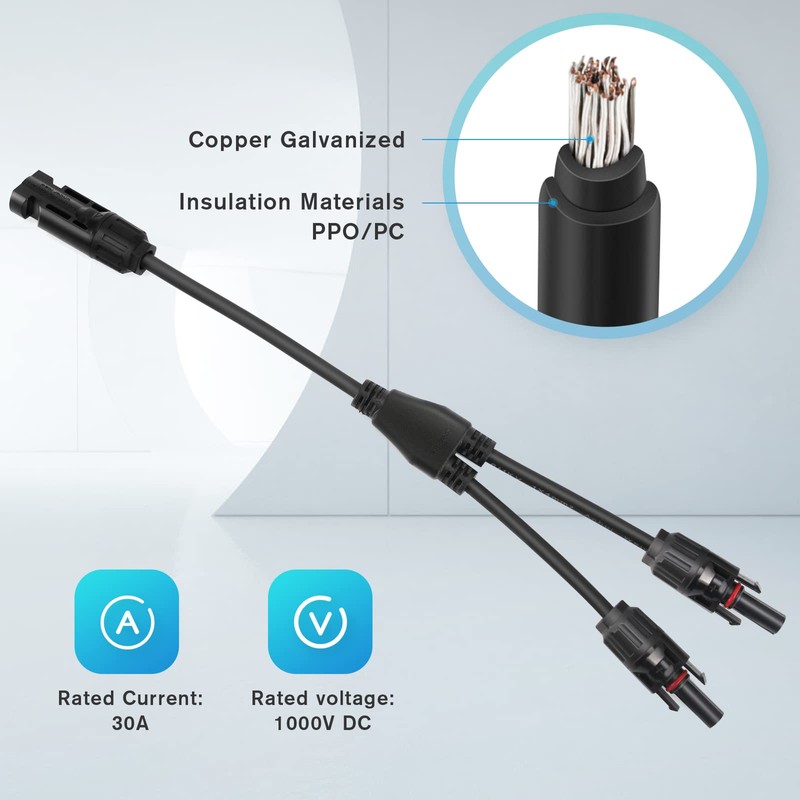 Thlevel Solar Cable, Y Splitter, Solar Panel Cable, Male and