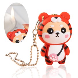 SIMBAE Cute Cartoon Cool Lighter, Windproof Straight Punch Lighter, Compact and Portable with A Key Ring, Suitable for Women and Men to Use (No Gas) (blx-heibai)