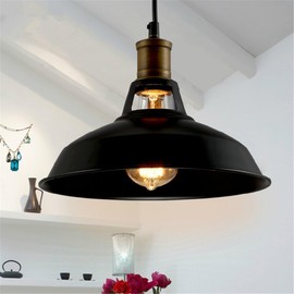 Modern Retro Metal Lampshades Easy Mount Lampshades for Industrial Pendant Lights Bedroom Kitchen Bathroom Antique Lampshade (Black Interior Black)