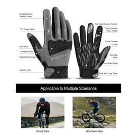 INBIKE MTB Gloves Motocross Mountain Bike DH Road Riding Full Finger Cycling Gloves Grey X-Large